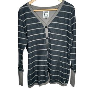 Burton women’s Boyfriend striped cardigan size XL gray